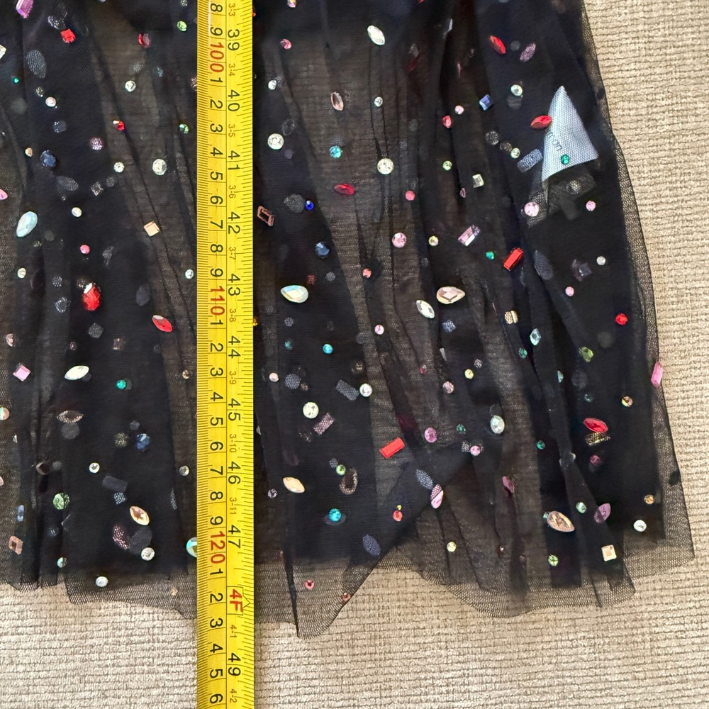 Gorman Womens Dark Fairy Mesh Grunge Rhinestone‎ Dress Midi Size 12 Whimsical - Picture 12 of 14